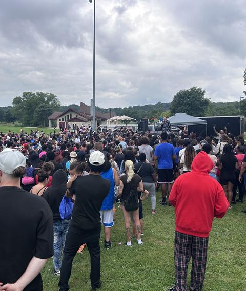 A rally on an open field